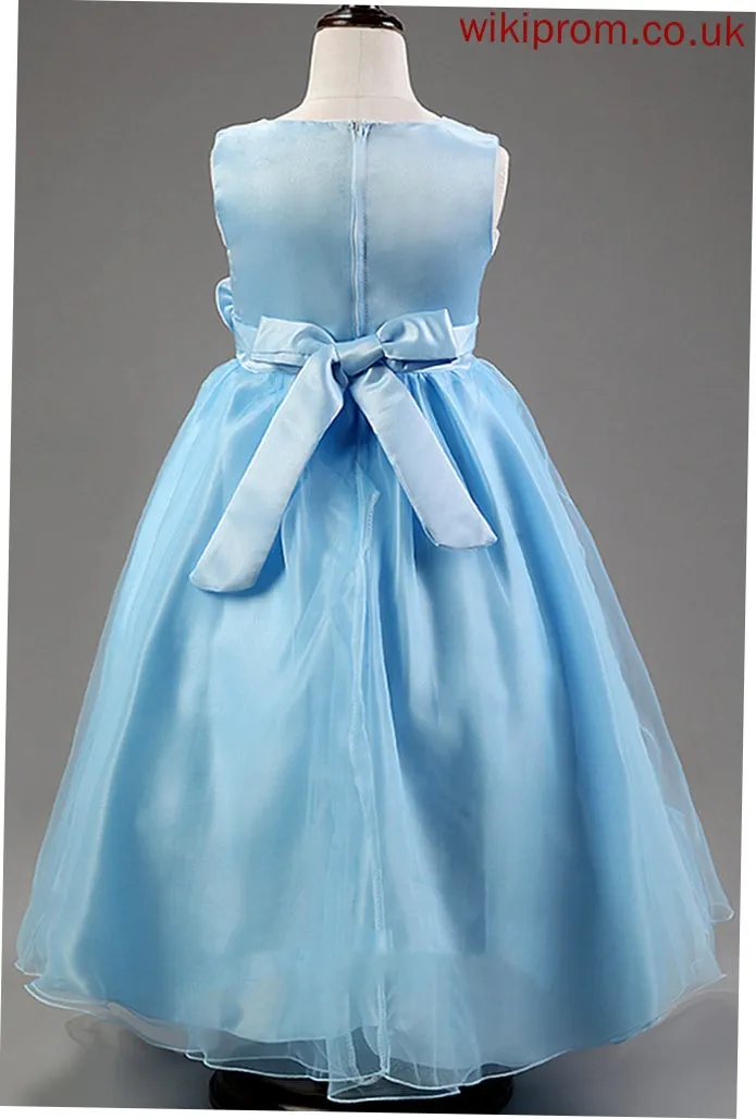 Neck Dress Cotton Flower Scoop Blends Ball-Gown/Princess Judith Flower(s) With Ankle-length Girl Sleeveless Flower Girl Dresses -