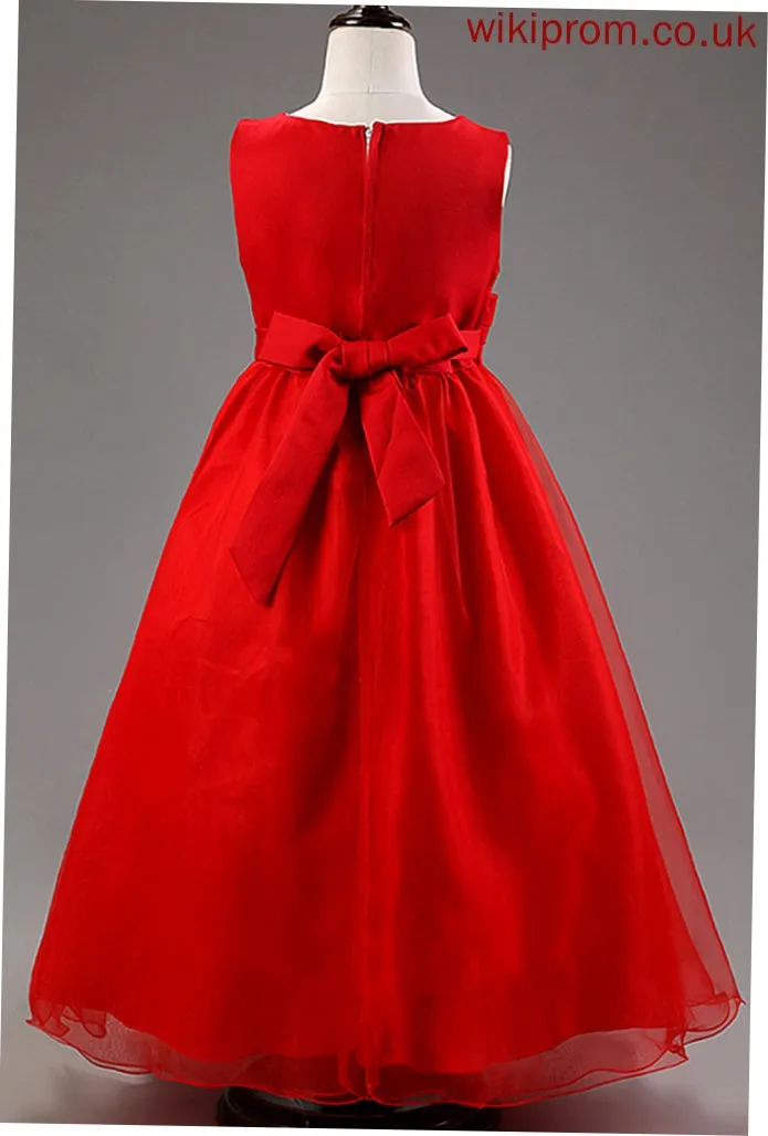 Neck Dress Cotton Flower Scoop Blends Ball-Gown/Princess Judith Flower(s) With Ankle-length Girl Sleeveless Flower Girl Dresses -