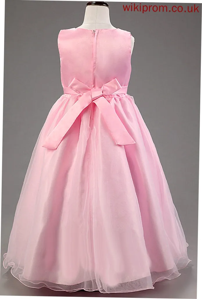 Neck Dress Cotton Flower Scoop Blends Ball-Gown/Princess Judith Flower(s) With Ankle-length Girl Sleeveless Flower Girl Dresses -
