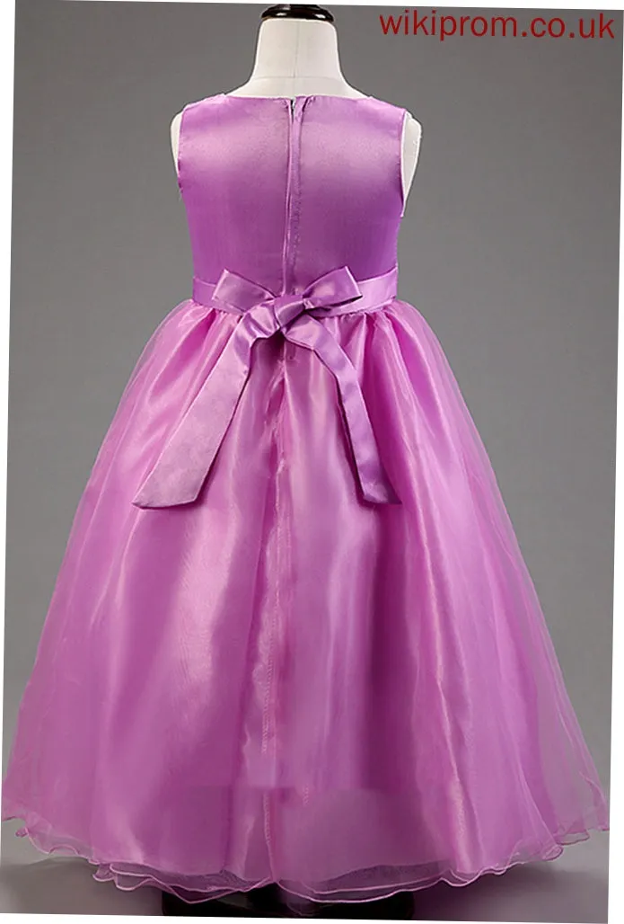 Neck Dress Cotton Flower Scoop Blends Ball-Gown/Princess Judith Flower(s) With Ankle-length Girl Sleeveless Flower Girl Dresses -