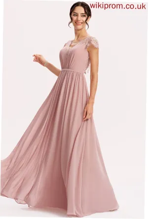 Neckline Embellishment Lace Fabric Length Silhouette Floor-Length A-Line V-neck Addisyn Bridesmaid Dresses