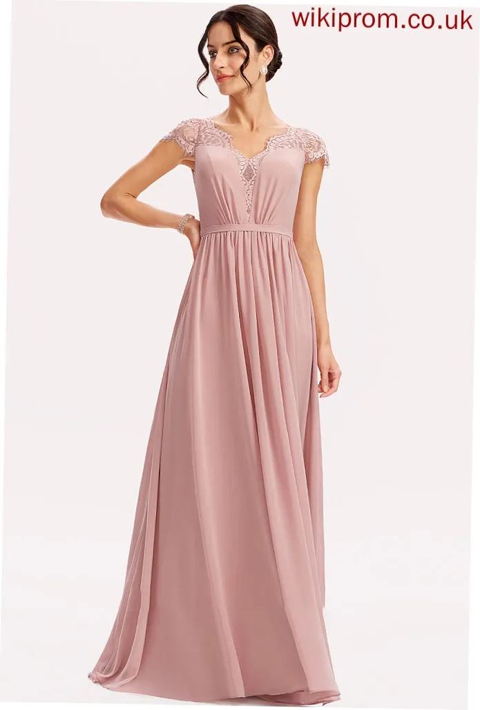Neckline Embellishment Lace Fabric Length Silhouette Floor-Length A-Line V-neck Addisyn Bridesmaid Dresses