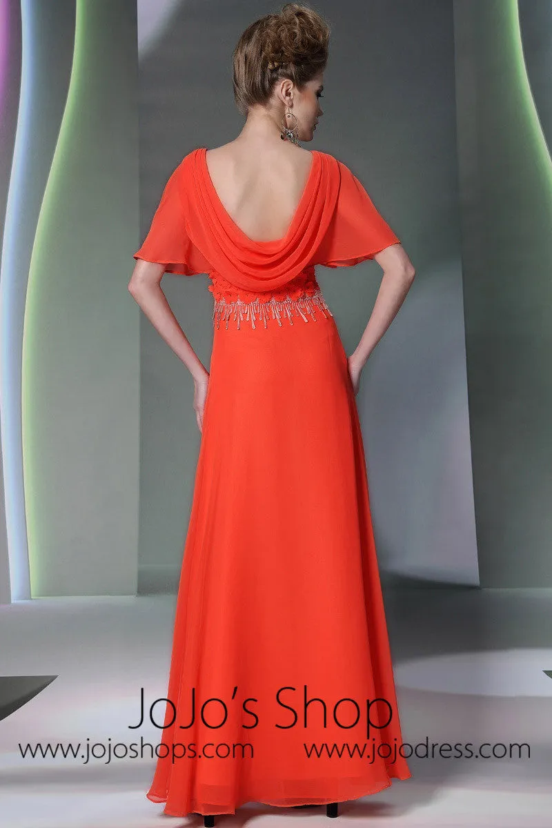 Orange Low Back Grecian Formal Prom Dress DQ830949