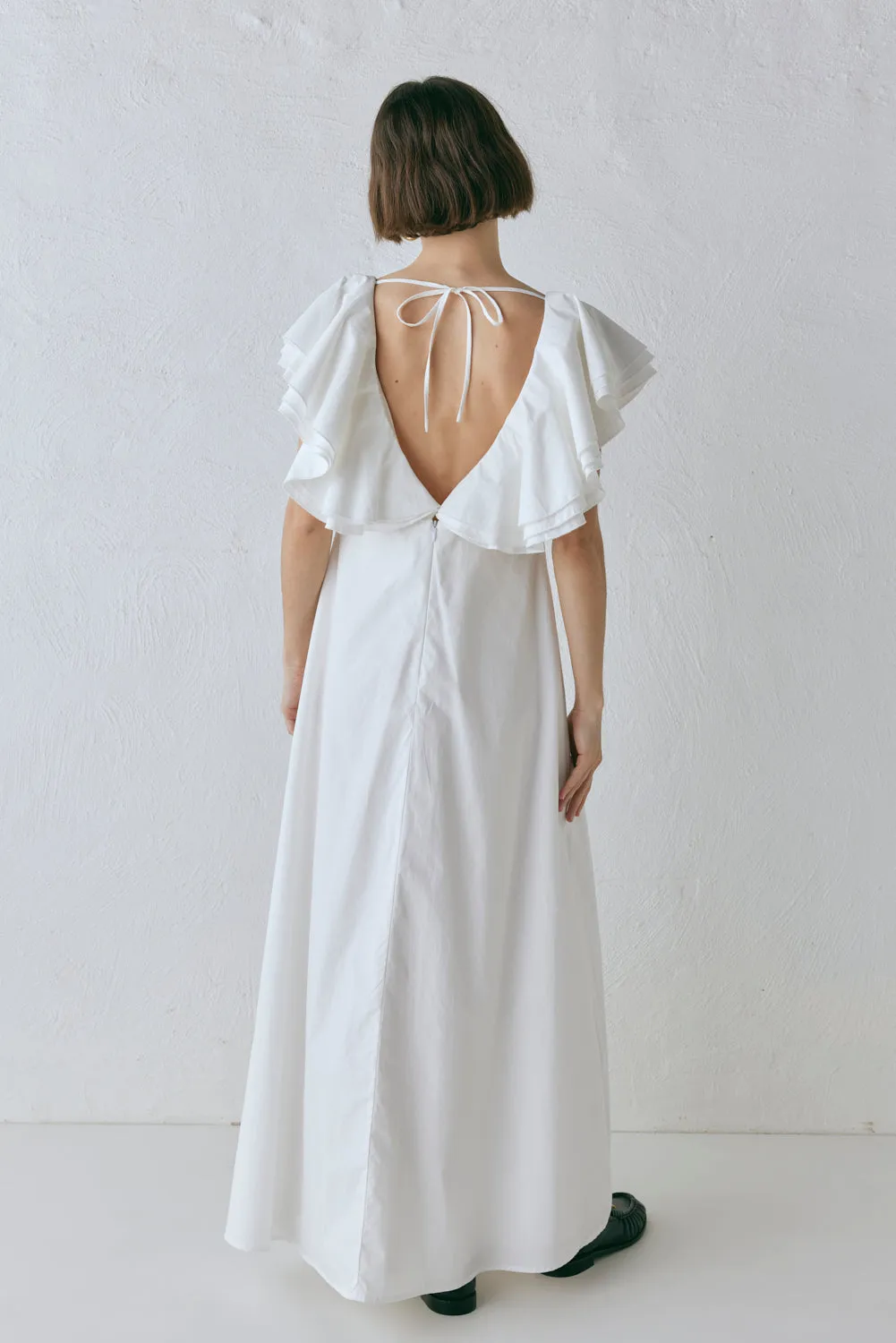 Party Nights Frill Midi Dress White