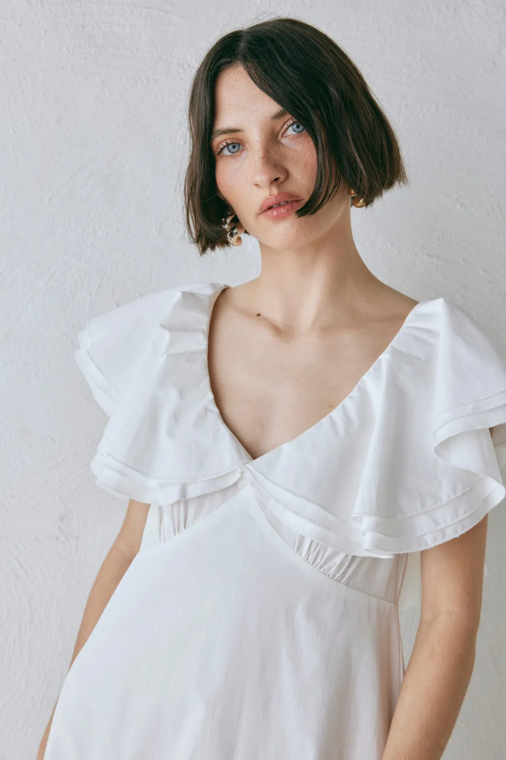 Party Nights Frill Midi Dress White