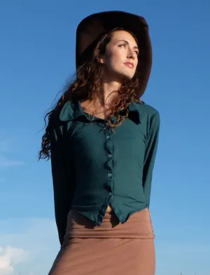 Prairie Button Front Simplicity Cropped Shirt
