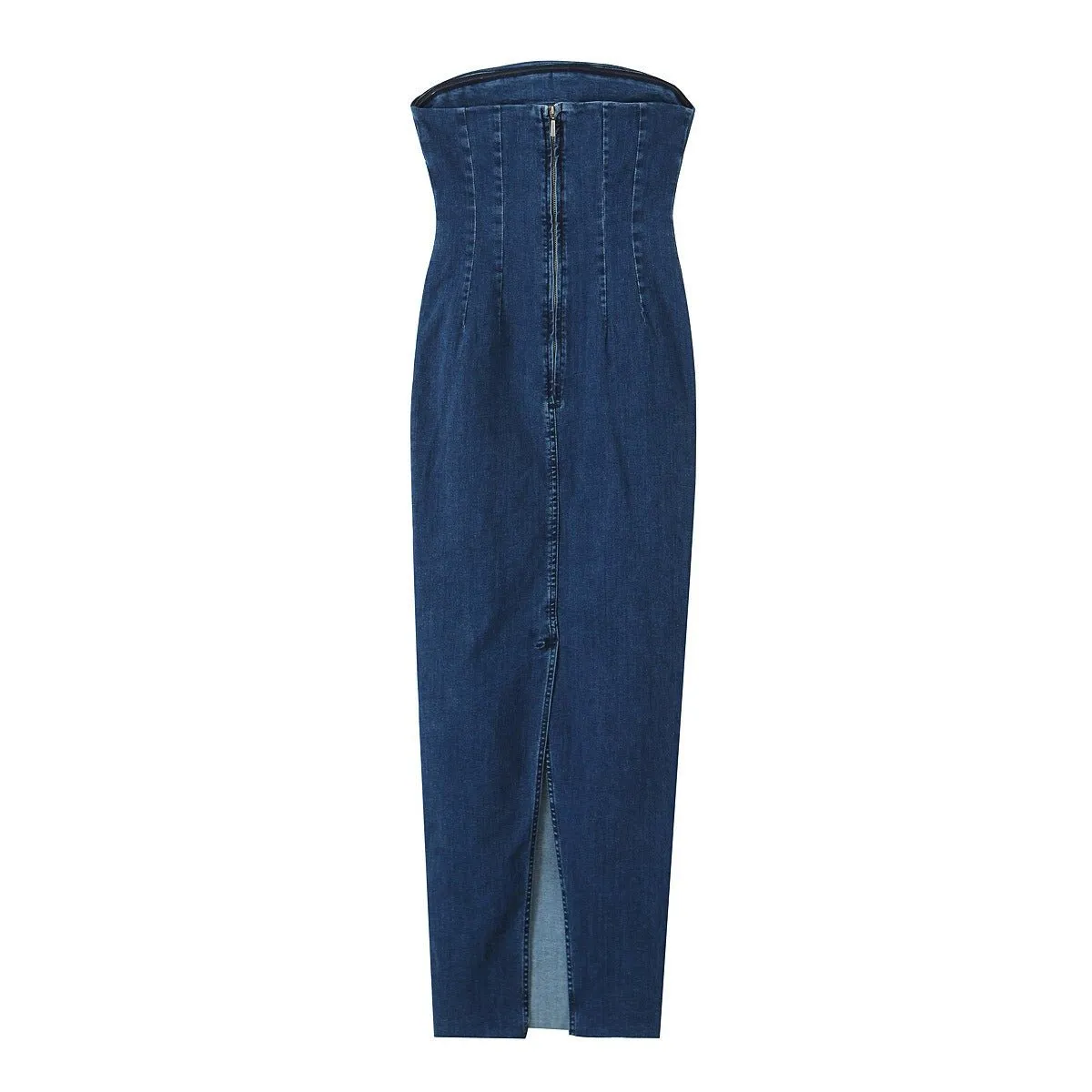 Pre Order:  Backless Strapless Denim Dress
