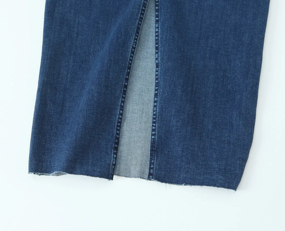 Pre Order:  Backless Strapless Denim Dress