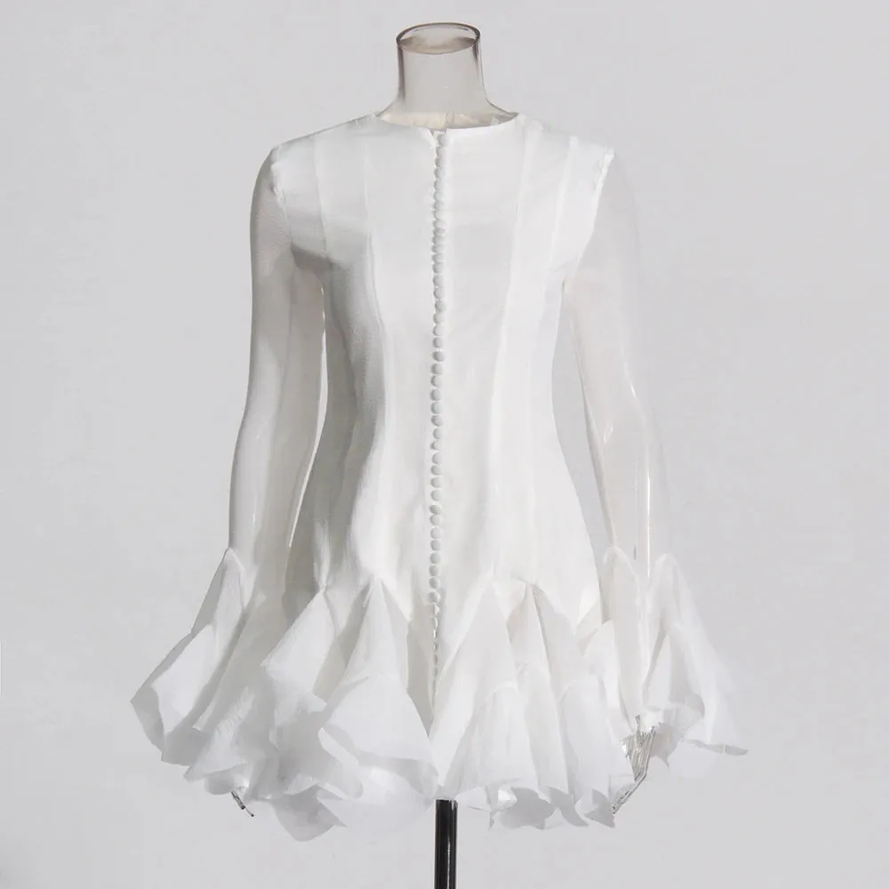 Pre Order:  Lotus Leaf Mesh Short Dress