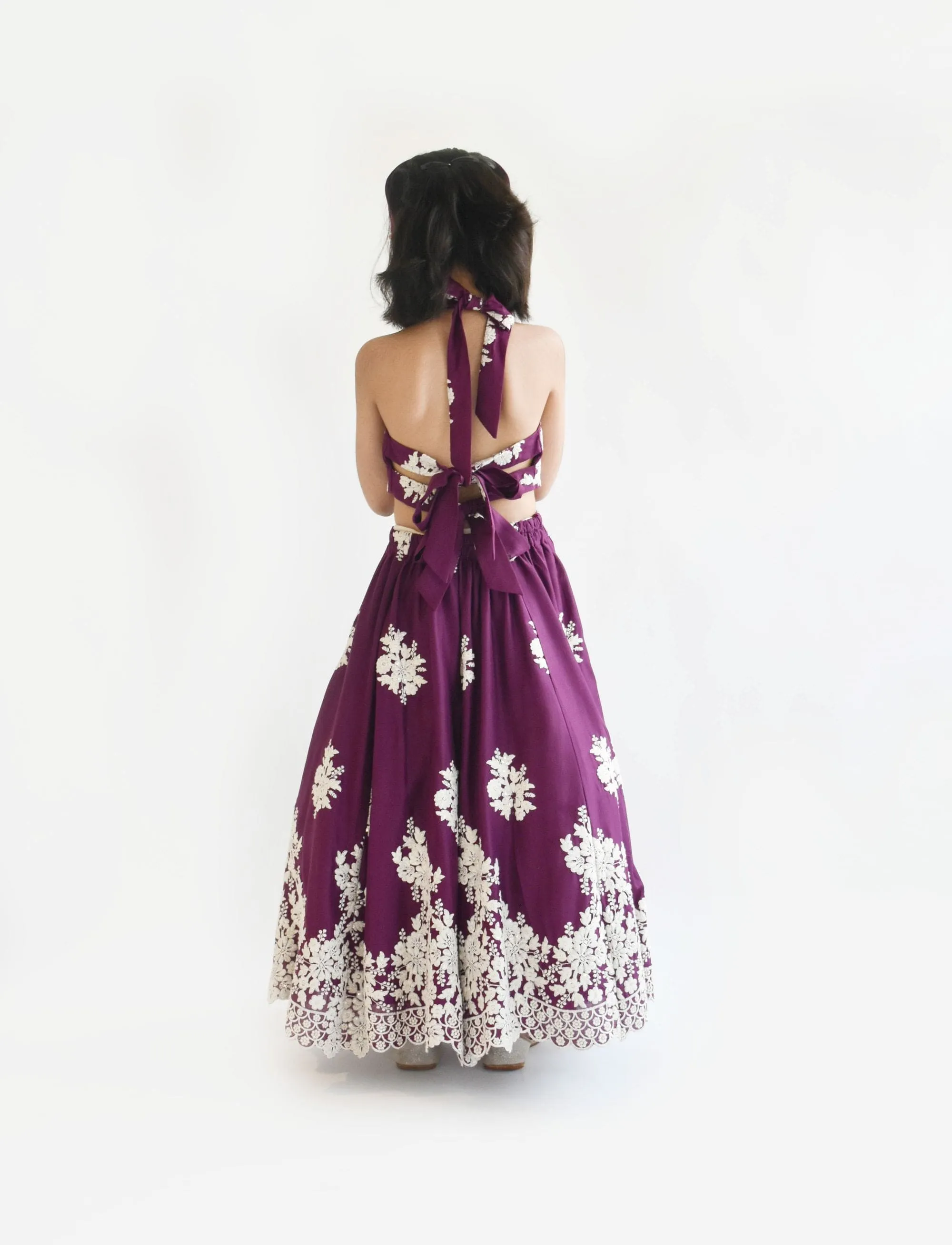 Pre Order:  Wine Embroidery One Piece Gown