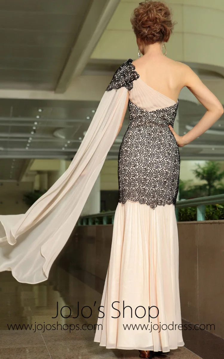 Retro Vintage One Shoulder Black Lace Formal Prom Evening Cocktail Dress DQ830880