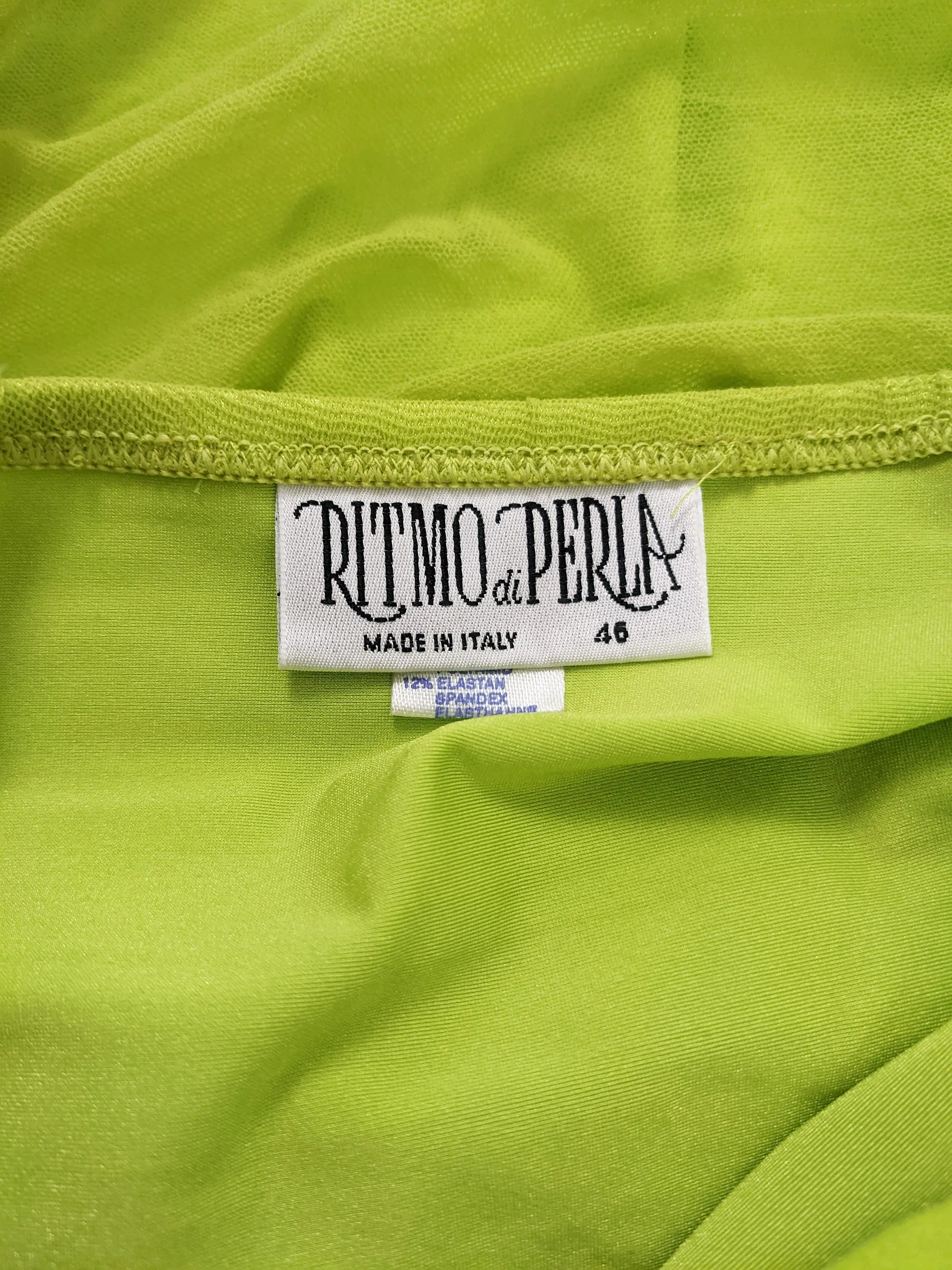 Ritmo di Perla Vintage Green Mesh Bodycon Party Dress, 1980s
