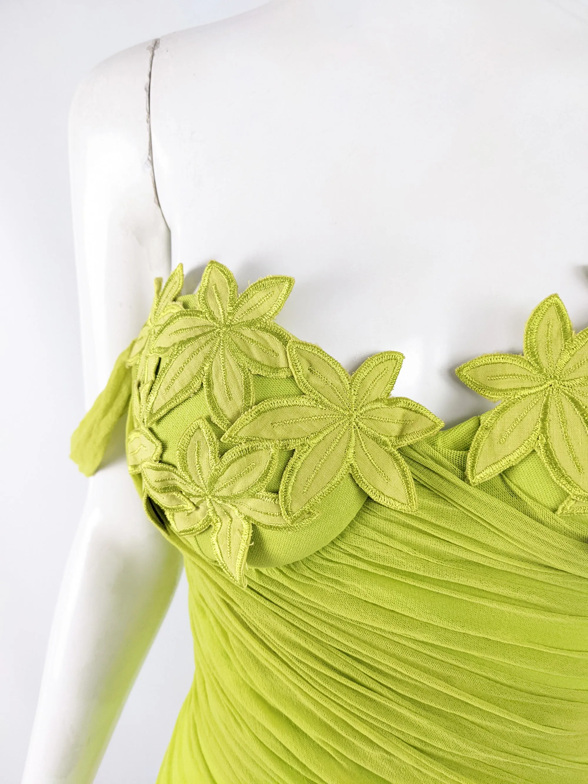 Ritmo di Perla Vintage Green Mesh Bodycon Party Dress, 1980s
