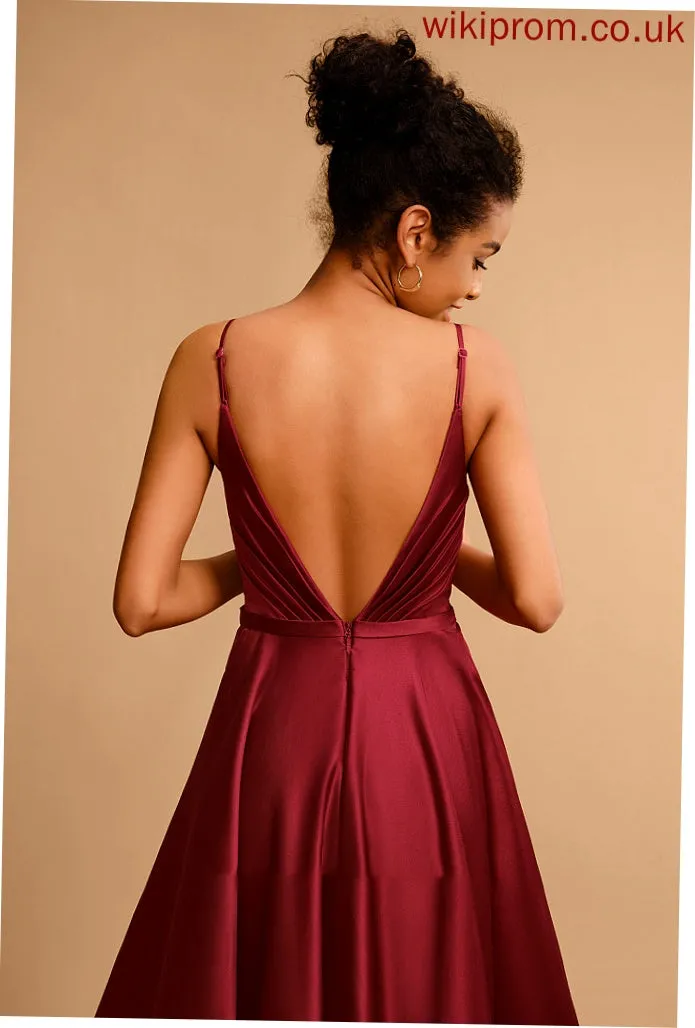 Satin Floor-Length Kaelyn Prom Dresses Ball-Gown/Princess V-neck