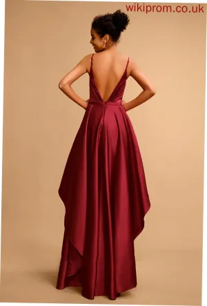 Satin Floor-Length Kaelyn Prom Dresses Ball-Gown/Princess V-neck