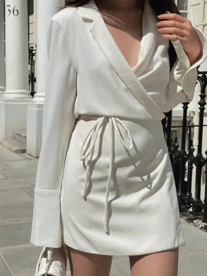 Satin V-neck Wrap Mini Dress