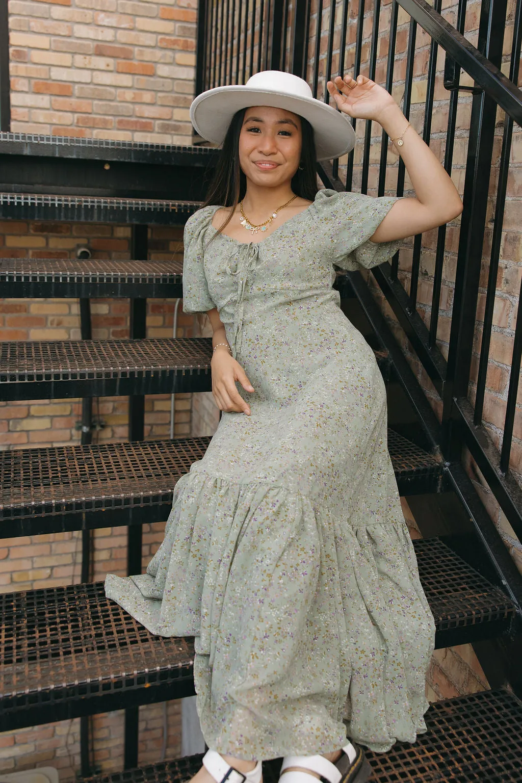 Savanna Dress-Sage Multi