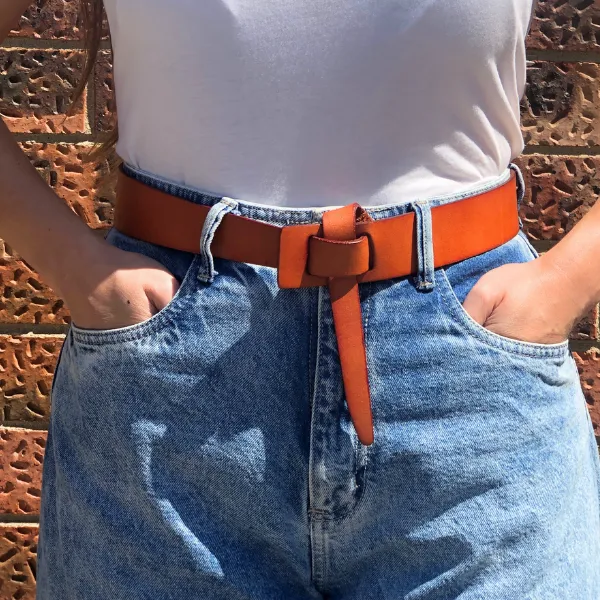 SEAFORTH - Women's Tan Genuine Leather Knot Waist belt