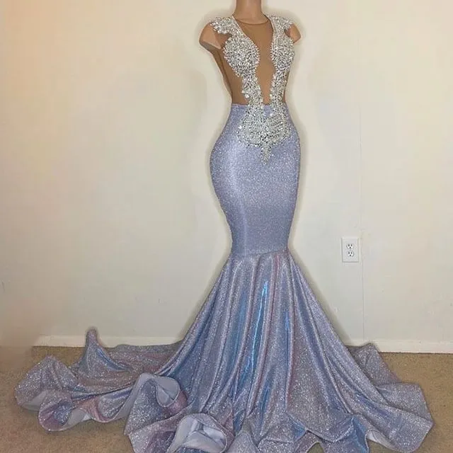Sexy Mermaid Prom Dress Sparkly Appliques Party Dress