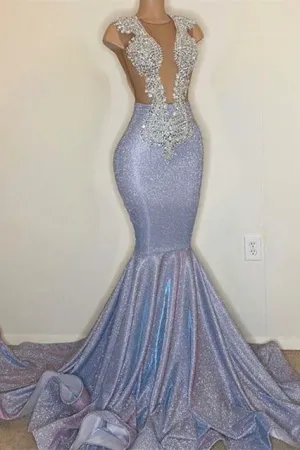 Sexy Mermaid Prom Dress Sparkly Appliques Party Dress