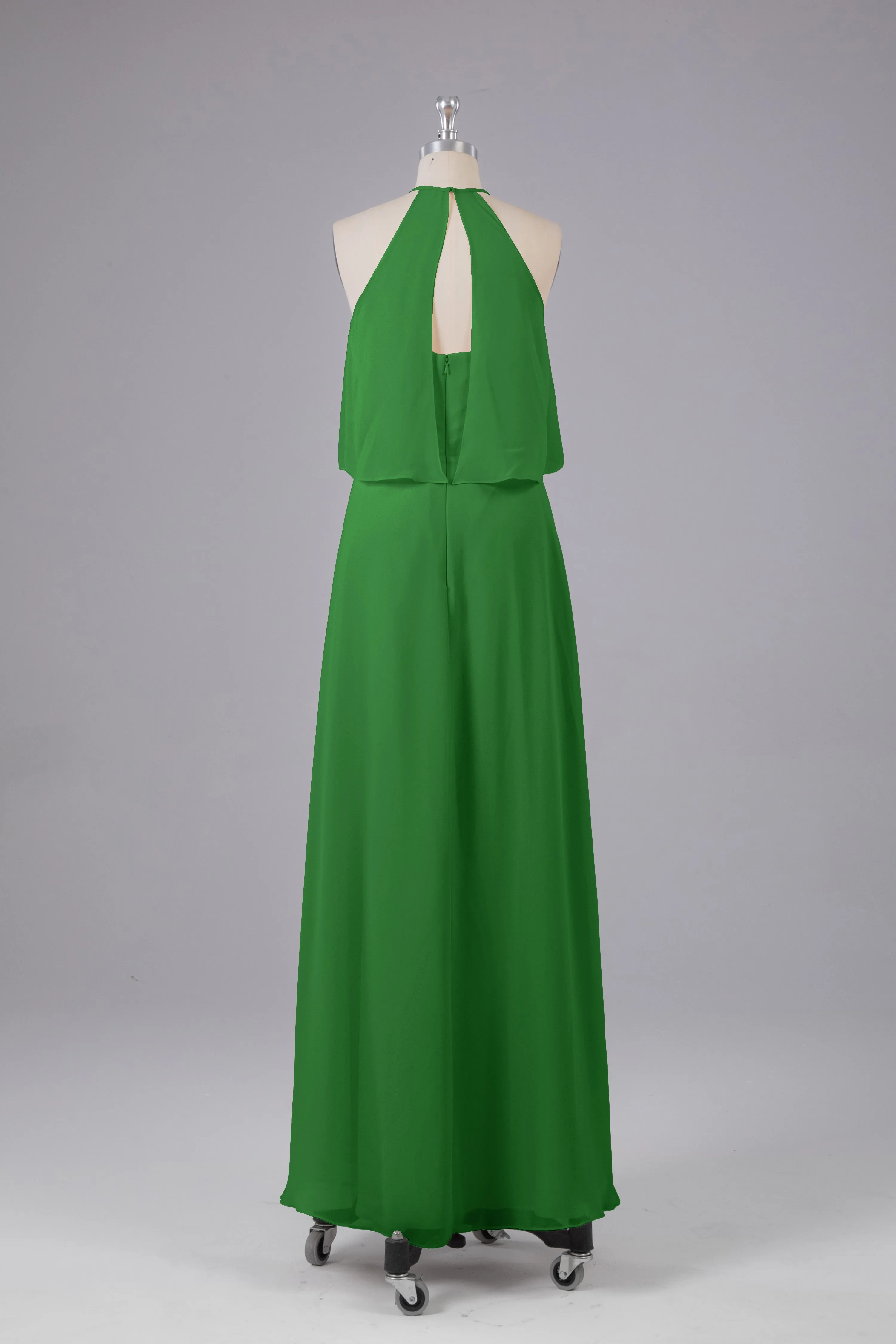 Simple Chiffon Column Halter Long Bridesmaid Dresses