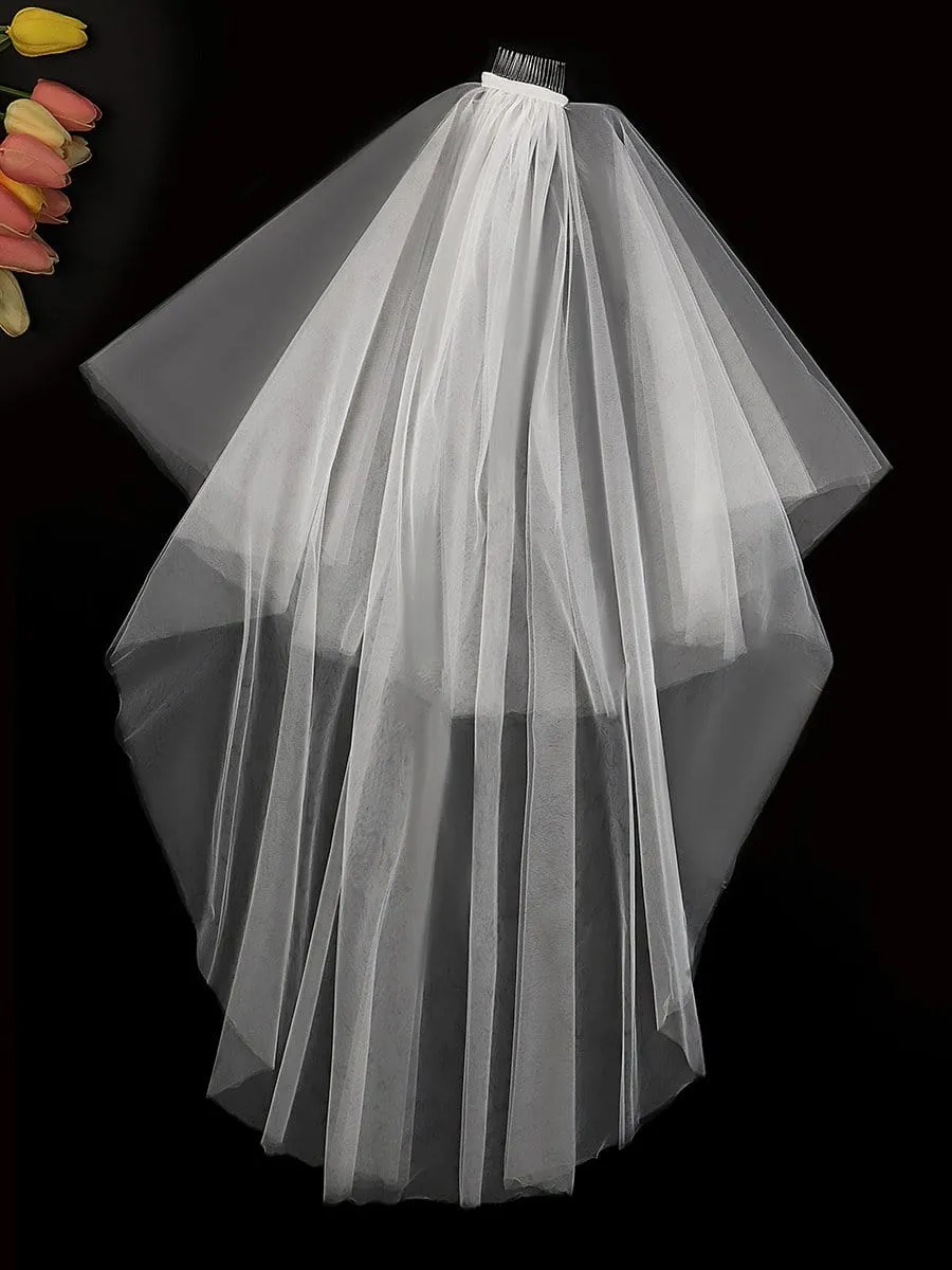 Simple Multi-Tier Tulle Cathedral Bridal Veil