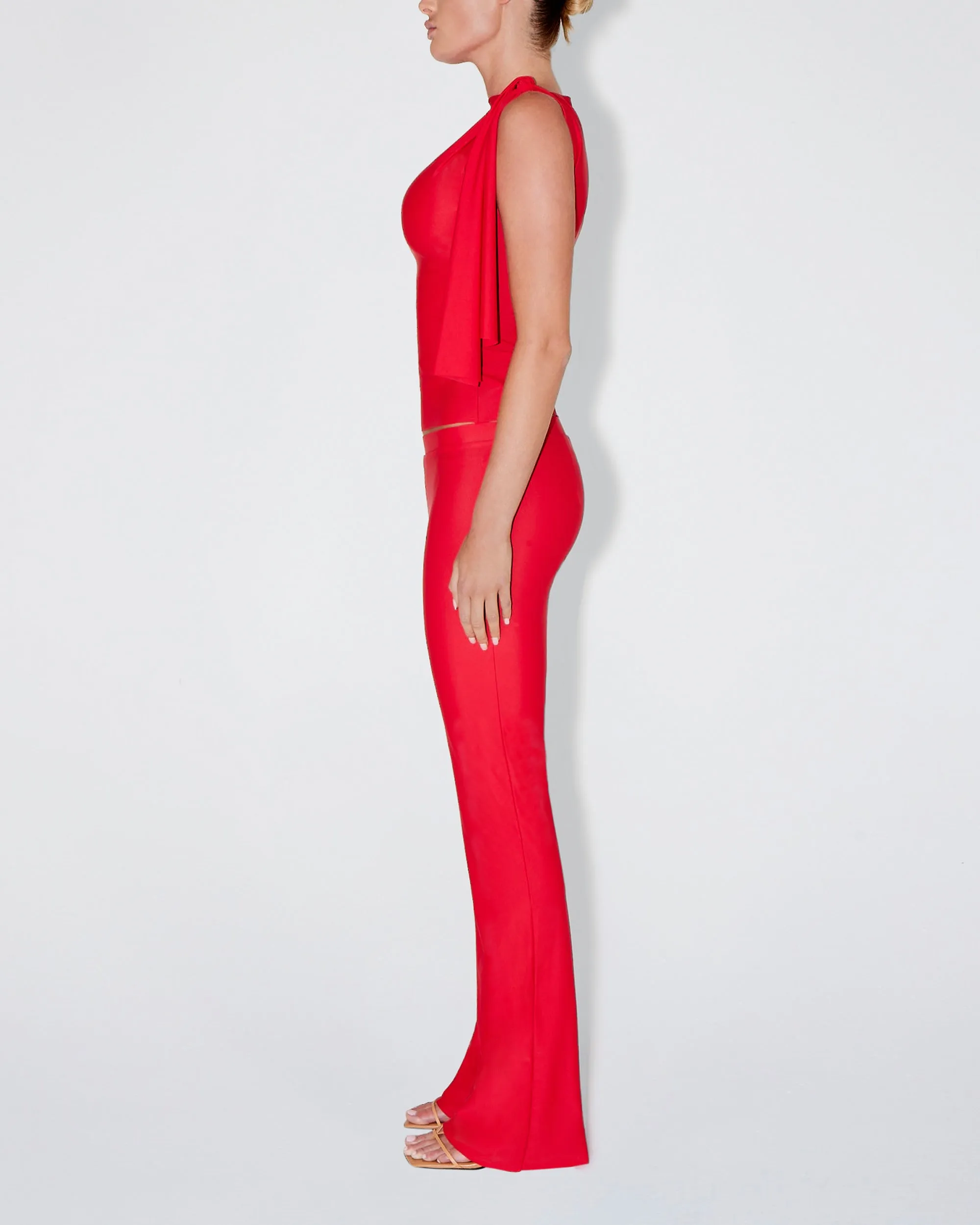Sleek Stretch Knotted Top | Tomato