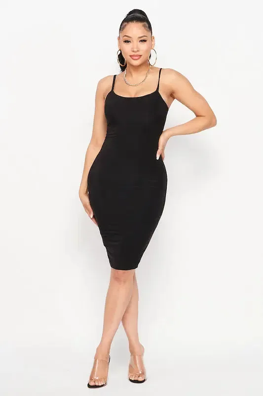 Spaghetti Strap Knee Length Bodycon Dresses