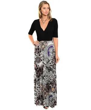 Womens Abstract Surplice Leopard Jersey Maxi Dress U.S.A