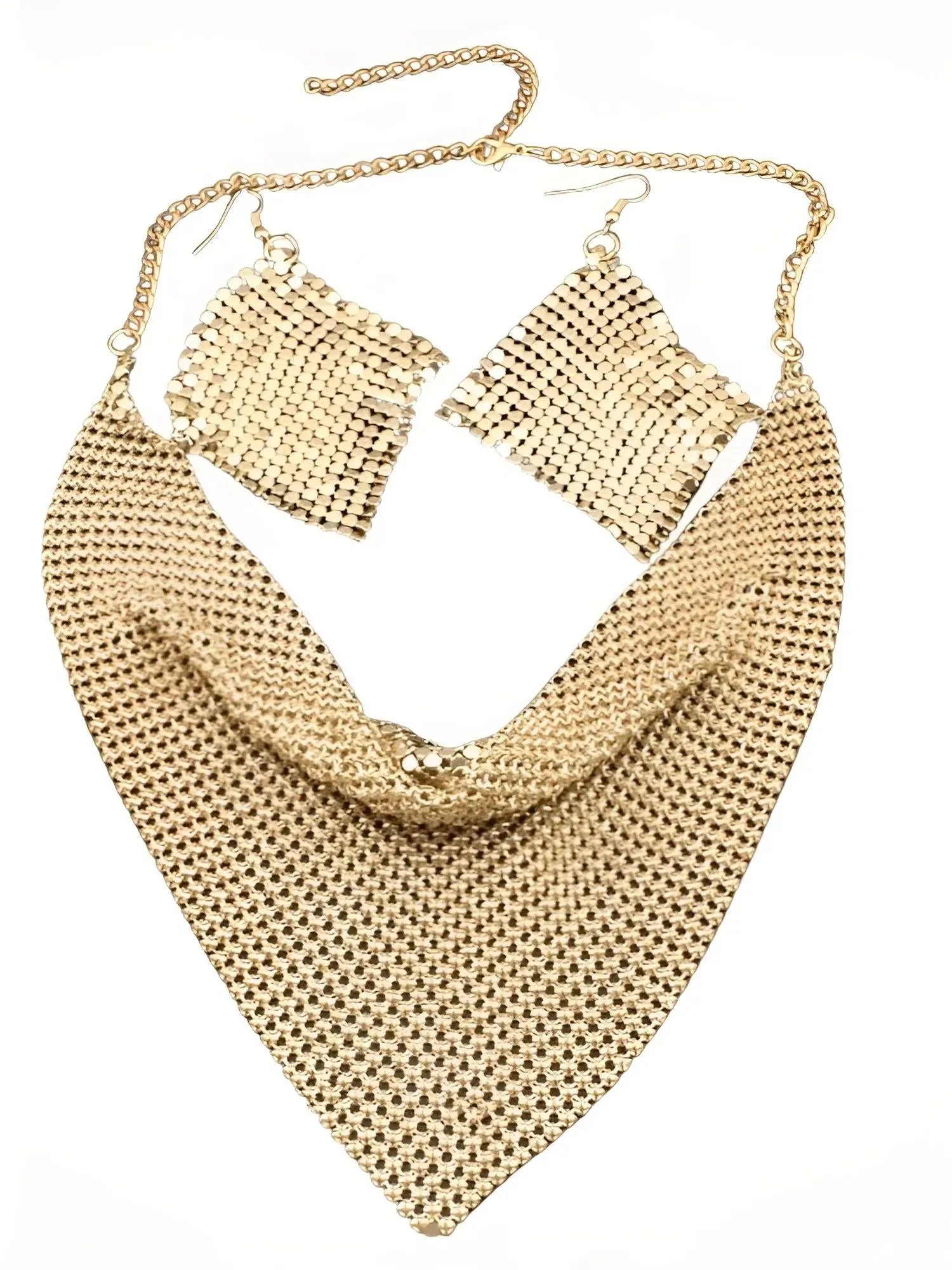 Women's Shining Bib Necklace And Earrings Set